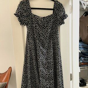 black and white floral midi dress